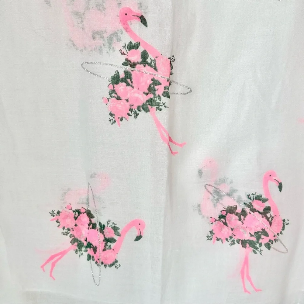 VTG Flamingo Sheer Sparkle Scarf Headcover Coverup Multi Use Feminine Pink White